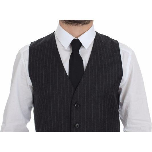 Dolce & Gabbana Elegant Gray Striped Dress Vest Dolce & Gabbana Dark Slate Gray