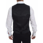 Dolce & Gabbana Gray Striped Wool Logo Vest Gilet Weste