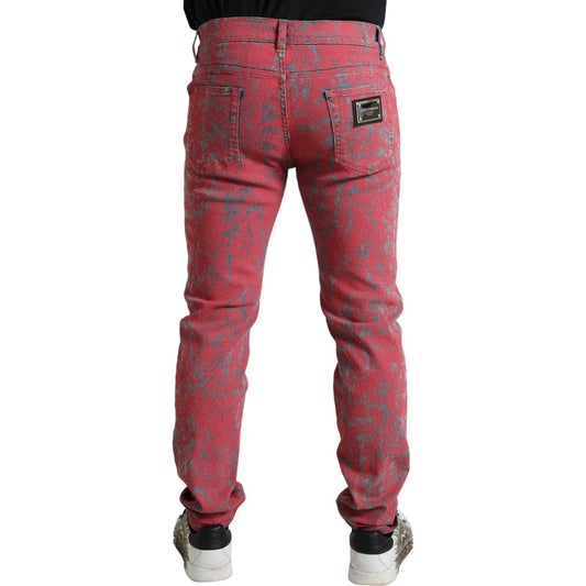 Dolce & Gabbana Red Tie Dye Skinny Denim Jeans Dolce & Gabbana Sienna