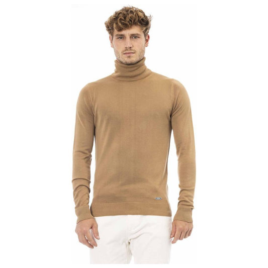 Baldinini Trend Beige Modal Men Sweater Baldinini Trend Rosy Brown