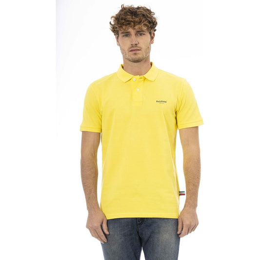 Baldinini Trend Yellow Cotton Men Polo Shirt Baldinini Trend Light Goldenrod