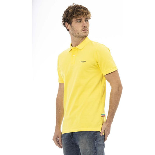 Baldinini Trend Yellow Cotton Men Polo Shirt Baldinini Trend Light Goldenrod