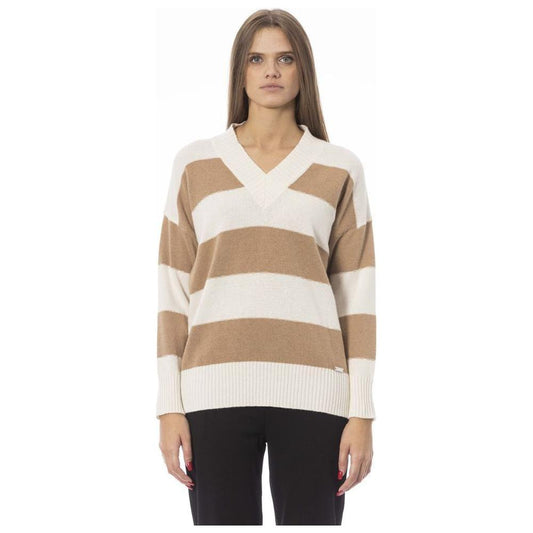 Baldinini Trend Beige Wool Women Sweater Baldinini Trend Rosy Brown