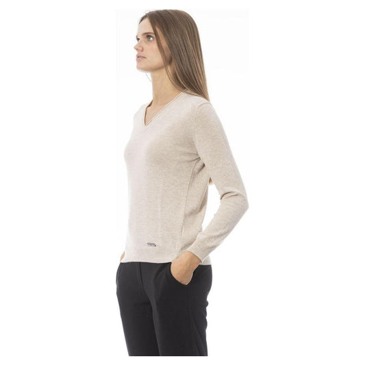 Baldinini Trend Beige Cashmere Women Sweater Baldinini Trend Light Gray