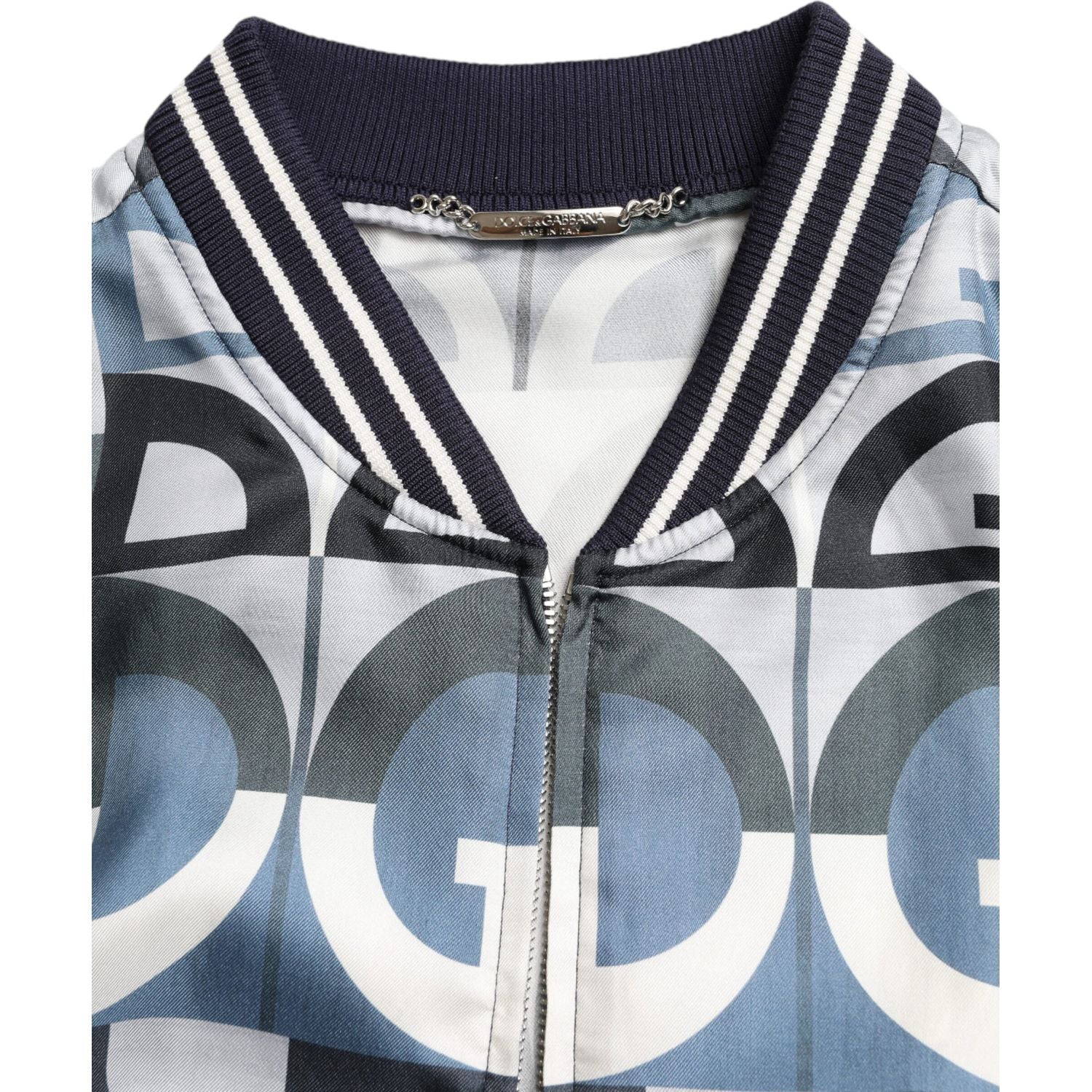Dolce & Gabbana Multicolor Logo Print Bomber Blouson Jacket