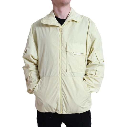 Dolce & Gabbana Elegant Yellow Windbreaker Jacket Dolce & Gabbana Light Gray