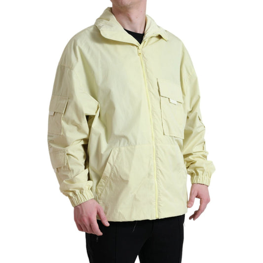 Dolce & Gabbana Elegant Yellow Windbreaker Jacket Dolce & Gabbana Light Gray
