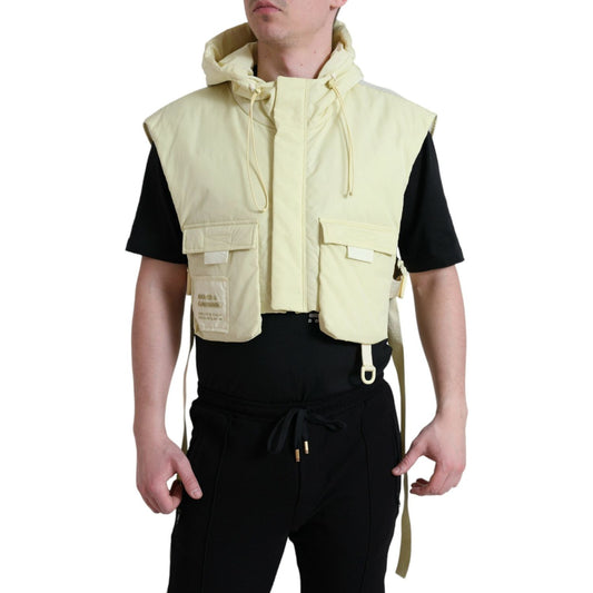 Dolce & Gabbana Sunshine Yellow Hooded Vest Jacket Dolce & Gabbana Black