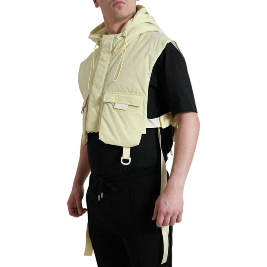 Dolce & Gabbana Sunshine Yellow Hooded Vest Jacket Dolce & Gabbana Gray
