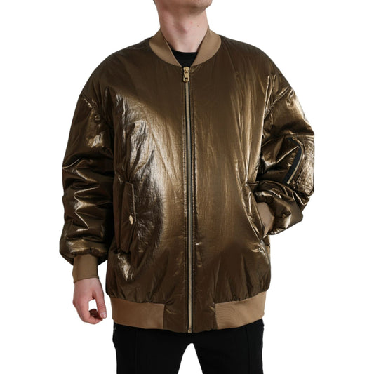 Dolce & Gabbana Elegant Bronze Bomber Jacket Dolce & Gabbana Dark Slate Gray