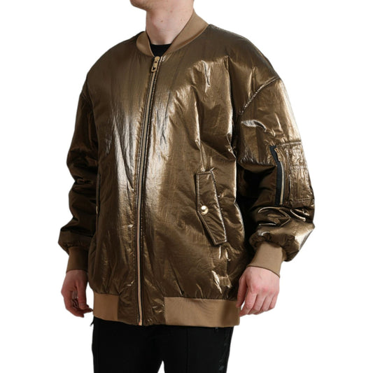 Dolce & Gabbana Elegant Bronze Bomber Jacket Dolce & Gabbana Dark Slate Gray
