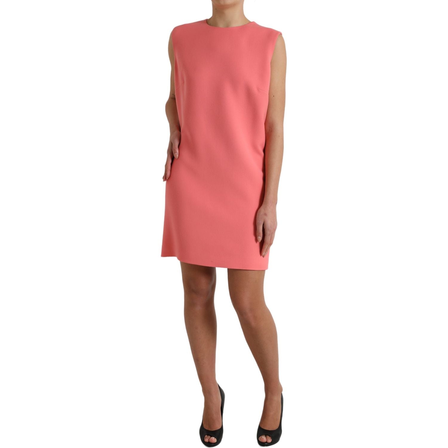 Dolce & Gabbana Pink Virgin Wool Sleeveless Mini Dress