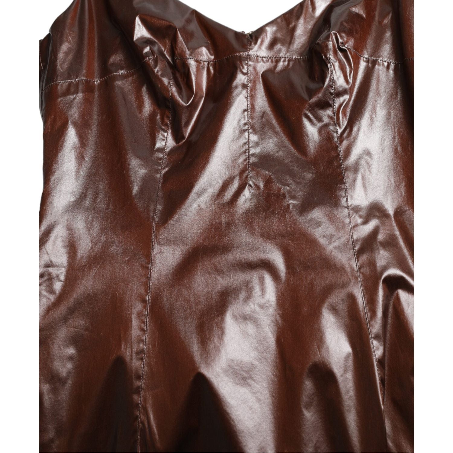 Dolce & Gabbana Brown Shiny Silk Sheath Sleeveless Bodycon Midi Dress