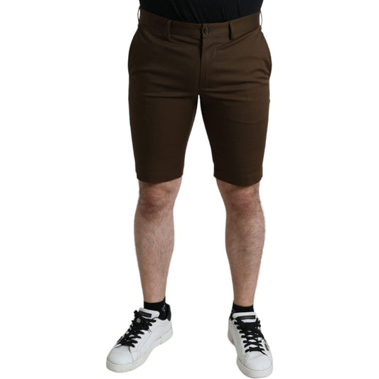 Dolce & Gabbana Chic Brown Bermuda Shorts with Logo Detail Dolce & Gabbana Dark Gray
