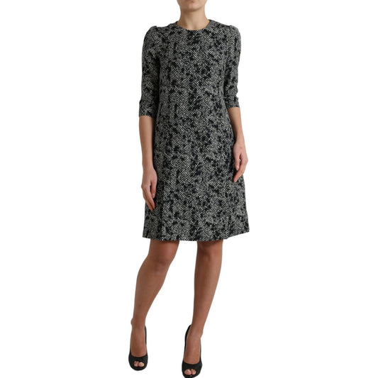 Dolce & Gabbana Black Chevron Polyester Shift Mini Dress
