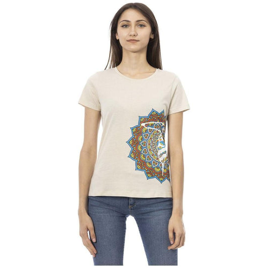 Trussardi Action Beige Cotton Women T-Shirt Trussardi Action Dark Slate Gray