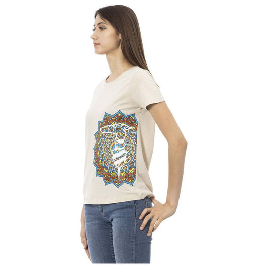 Trussardi Action Beige Cotton Women T-Shirt Trussardi Action Light Gray