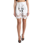 Dolce & Gabbana White Cotton Cutout High Waist Bermuda Shorts