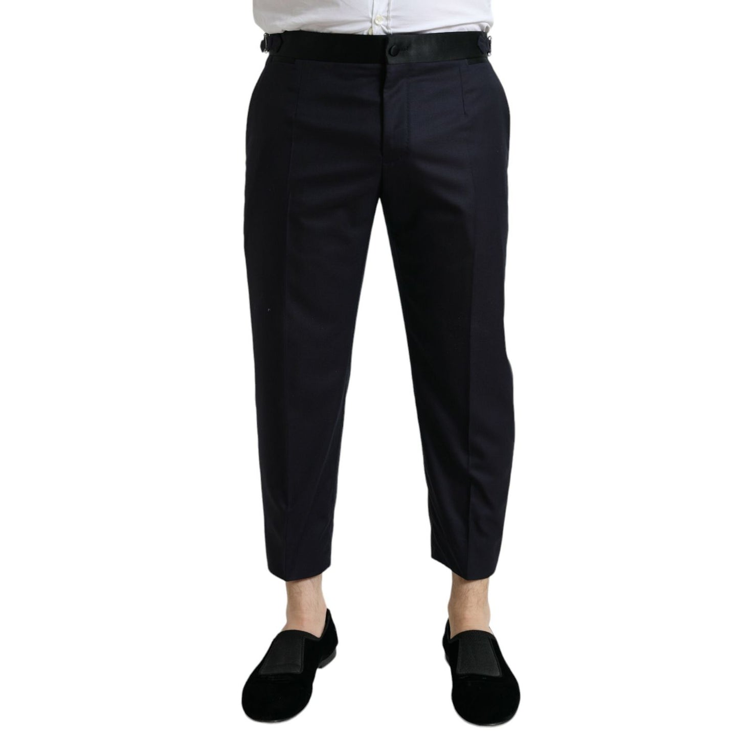 Dolce & Gabbana Blue Wool Cropped Tapered Pants
