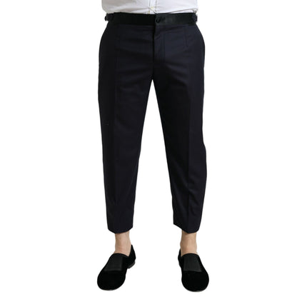 Dolce & Gabbana Blue Wool Cropped Tapered Pants