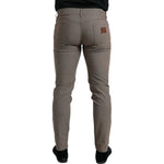 Dolce & Gabbana Brown Cotton Stretch Skinny Men Pants