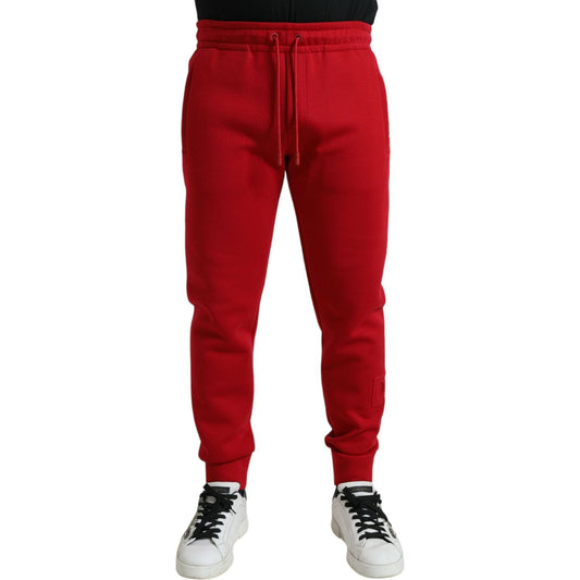 Dolce & Gabbana Sizzling Red Cotton Blend Jogger Pants Dolce & Gabbana Dark Red