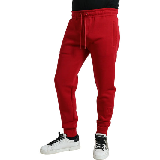 Dolce & Gabbana Sizzling Red Cotton Blend Jogger Pants Dolce & Gabbana Dark Red