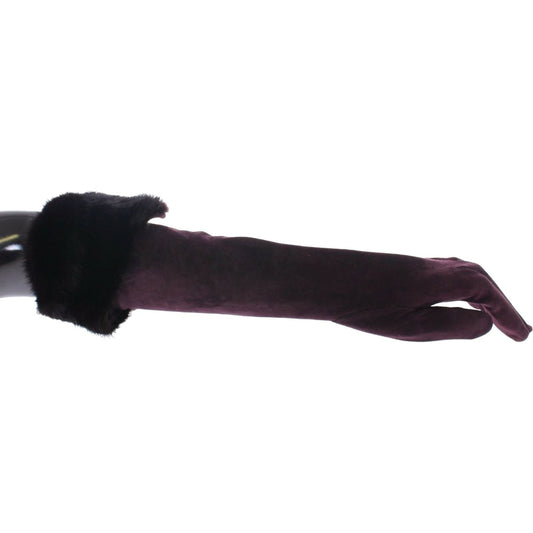 Dolce & Gabbana Elegant Elbow Length Purple Fur Gloves Dolce & Gabbana Dark Slate Gray
