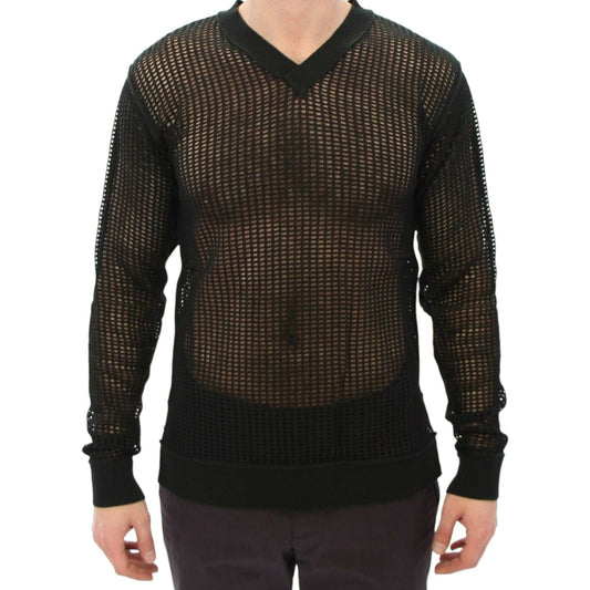 Dolce & Gabbana Elegant V-Neck Dark Green Knitted Sweater Dolce & Gabbana Black