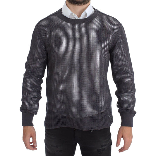 Dolce & Gabbana Elegant Crew-Neck Netted Sweater in Light Purple Dolce & Gabbana Dark Slate Gray