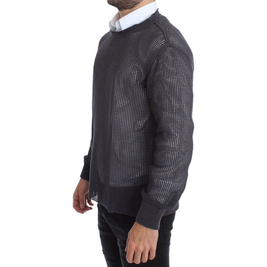 Dolce & Gabbana Elegant Crew-Neck Netted Sweater in Light Purple Dolce & Gabbana Dark Slate Gray