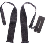 Dolce & Gabbana Gray Black Wool Silk Bow Tie MOM24124