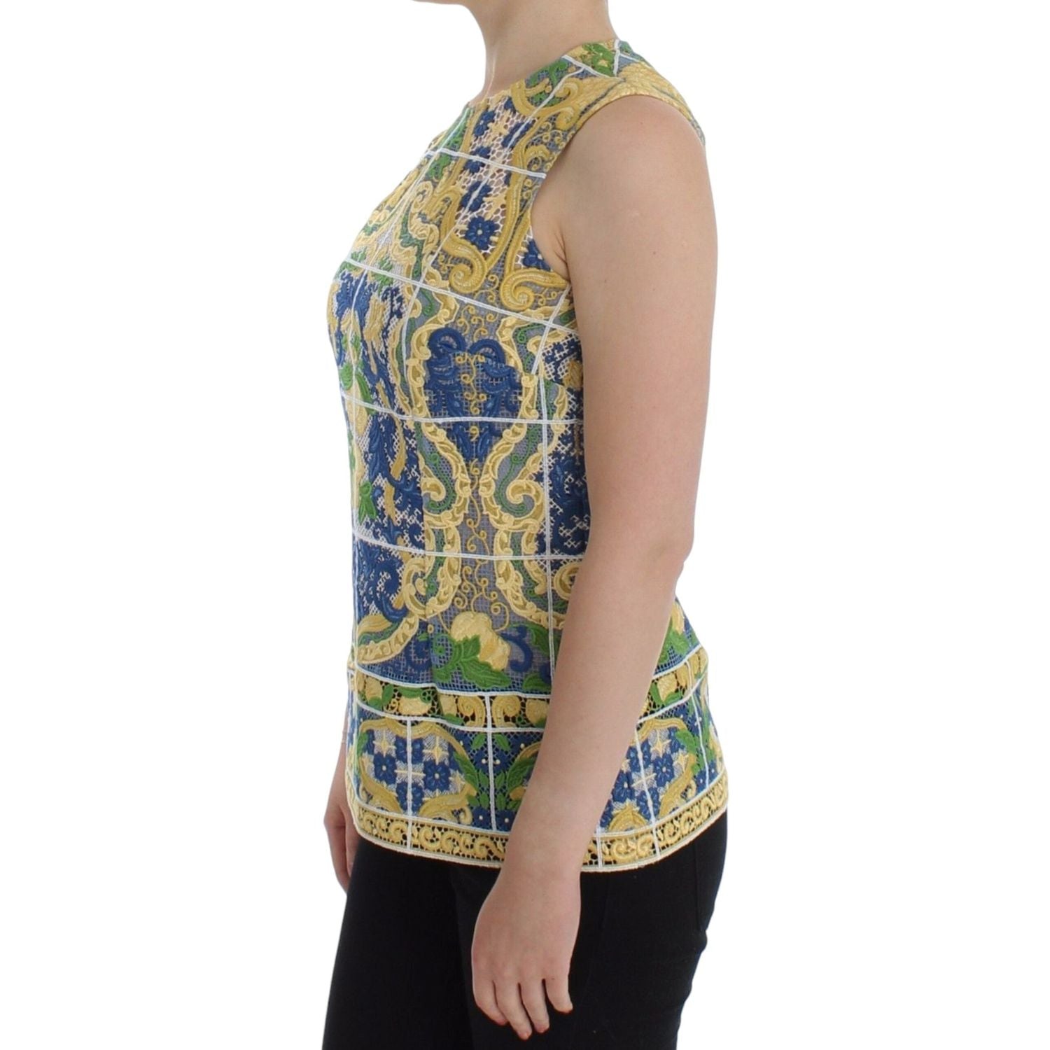 Dolce & Gabbana Multicolor Majolica Embroidered Sweater