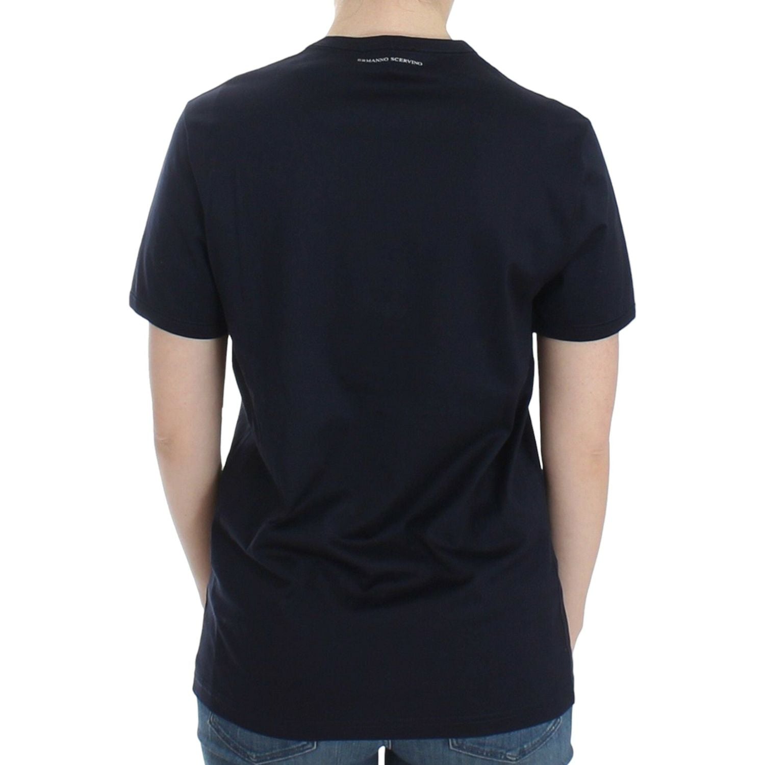 Ermanno Scervino Lingerie Blue Crewneck Cotton Logo T-shirt