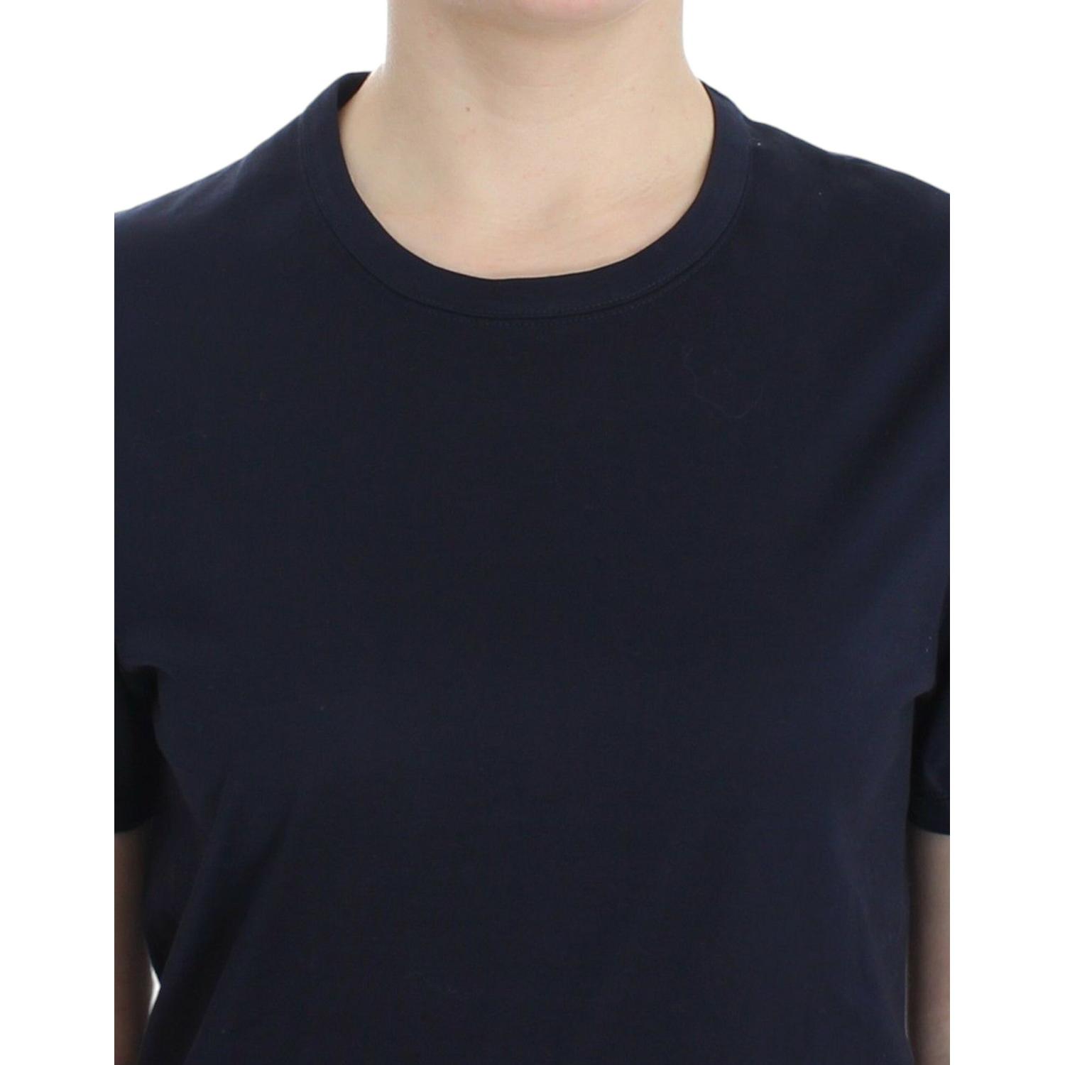 Ermanno Scervino Lingerie Blue Crewneck Cotton Logo T-shirt
