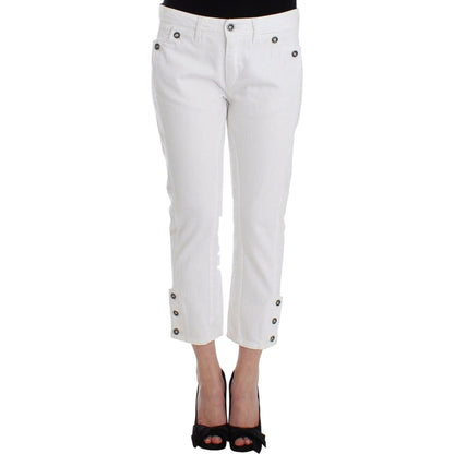 Ermanno Scervino White Cropped Jeans Denim Pants Branded Capri
