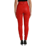 Dolce & Gabbana Elegant High-Waist Stretch Denim in Red Dolce & Gabbana Firebrick