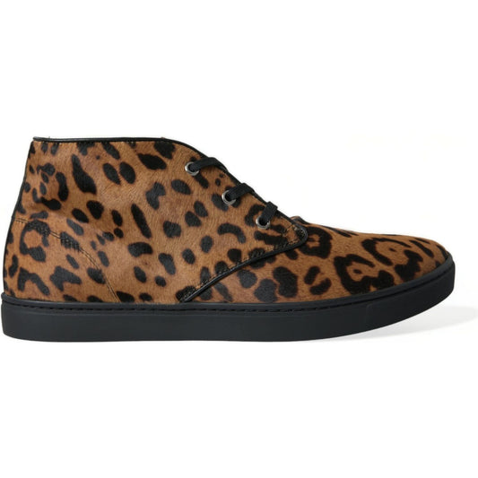 Dolce & Gabbana Elegant Leopard Print Mid-Top Sneakers Dolce & Gabbana Dark Slate Gray