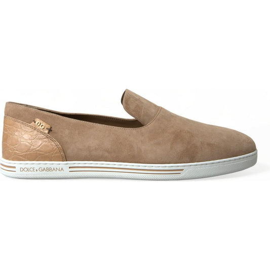 Dolce & Gabbana Elegant Beige Leather Loafers Dolce & Gabbana Rosy Brown