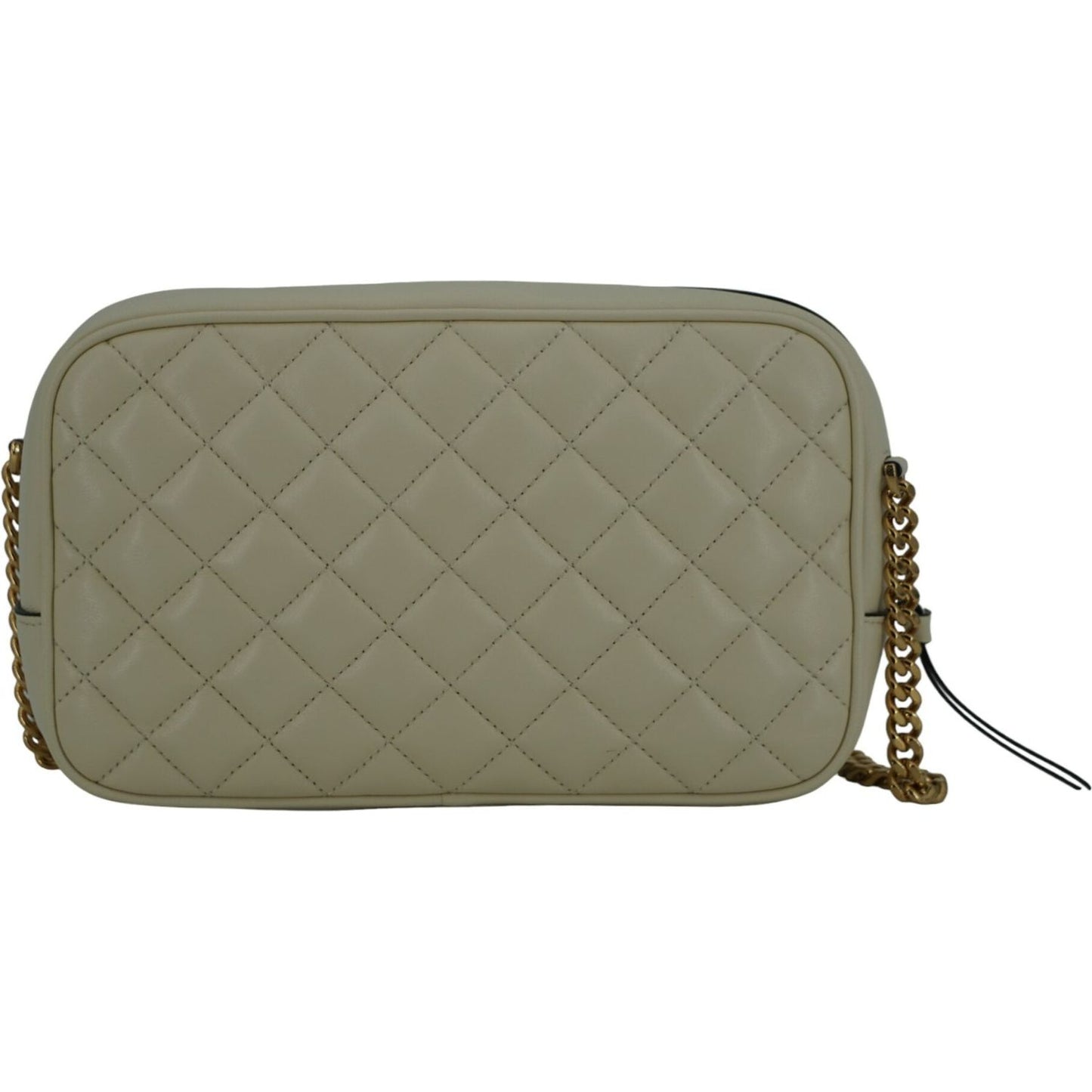 Versace Elegant White Leather Camera Shoulder Bag