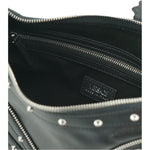 Versace Elegant Black Leather Hobo Shoulder Bag