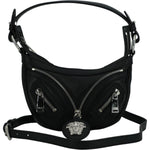 Versace Elegant Black Mini Hobo Shoulder Bag