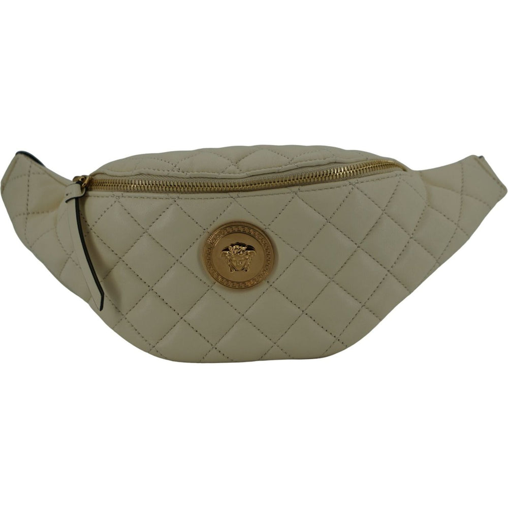 Versace Elegant White Lamb Leather Belt Bag
