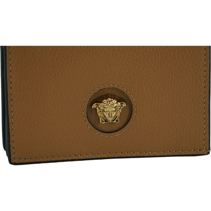 Versace Brown Calf Leather Compact Wallet