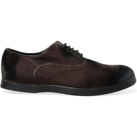 Dolce & Gabbana Elegant Brown Velvet Oxford Lace-up Shoes Dolce & Gabbana Dark Slate Gray