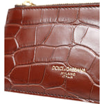 Dolce & Gabbana Brown Alligator Leather Airpods Case Coin Purse Wallet