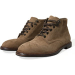 Dolce & Gabbana Brown Leather Lace Up Ankle Boots Shoes