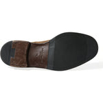 Dolce & Gabbana Brown Leather Lace Up Ankle Boots Shoes