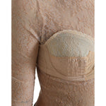 Dolce & Gabbana Beige Nylon Floral Lace Bustier Cropped Top
