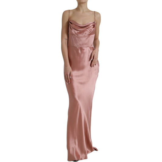 Dolce & Gabbana Pink Silk Spaghetti Straps Long Gown Dress